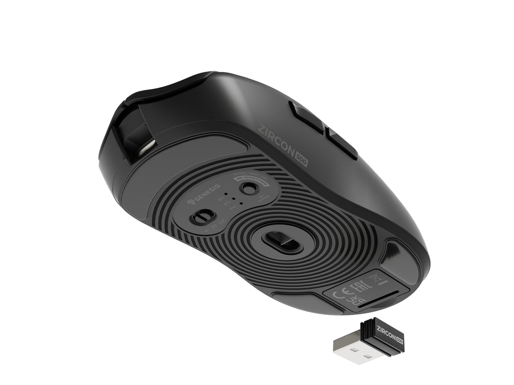 GENESIS Zircon 500 souris Gaming Droitier RF Wireless + Bluetooth + USB Type-C Optique 10000 DPI