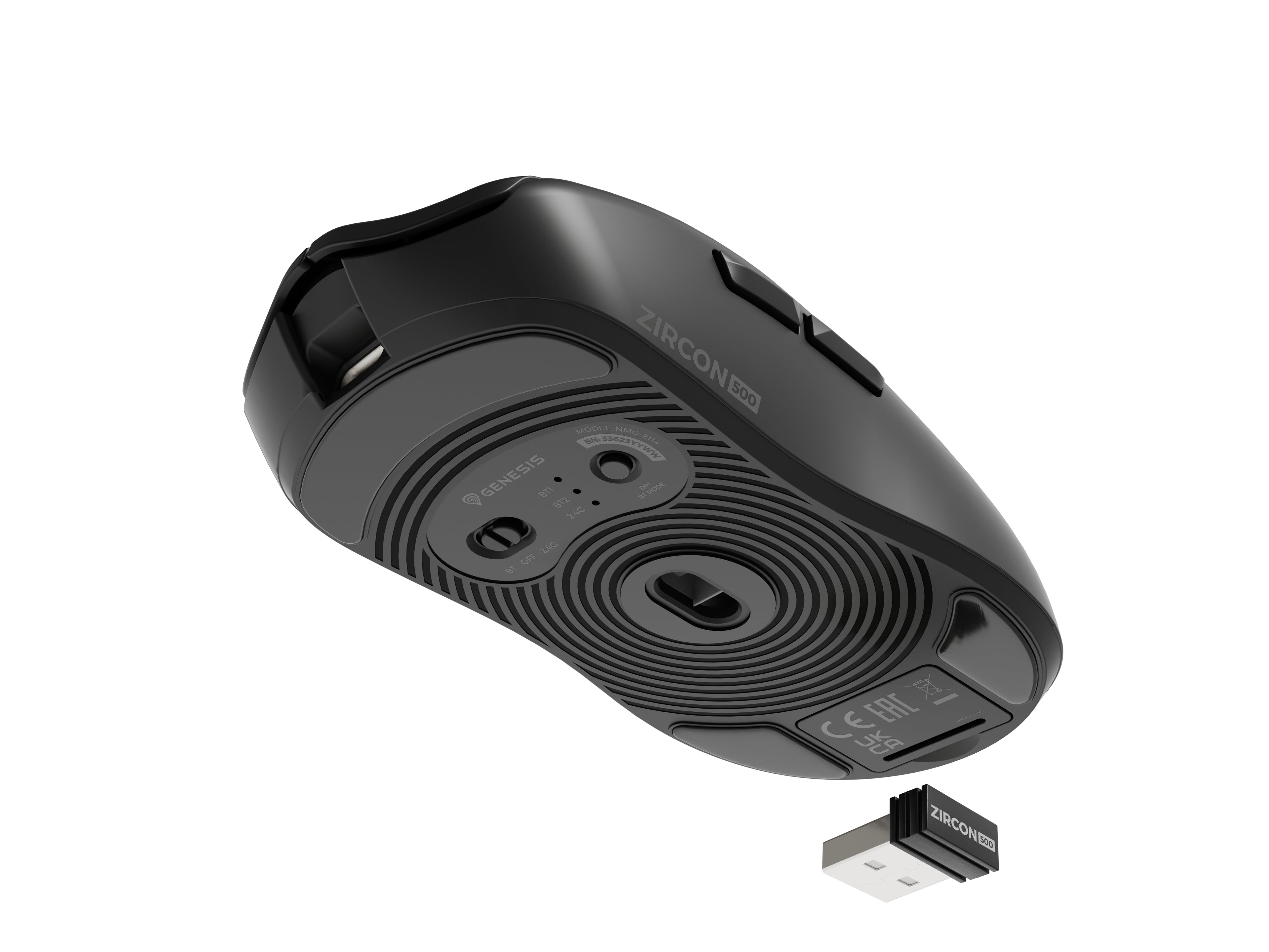 GENESIS Zircon 500 souris Gaming Droitier RF Wireless + Bluetooth + USB Type-C Optique 10000 DPI