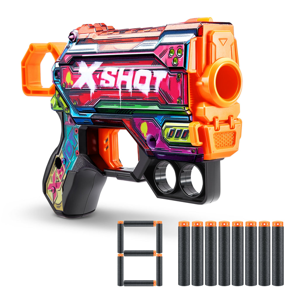 XSHOT Pistolet à fléchettes Menace Skins (8 fléchettes) ZURU