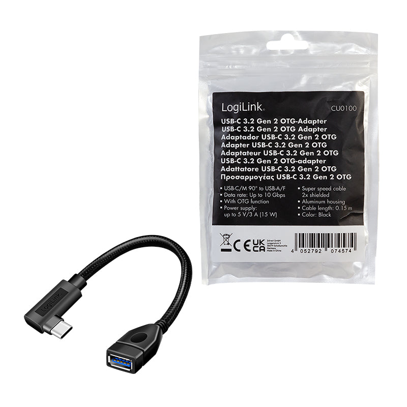 LogiLink CU0100 changeur de genre de câble USB Type-C USB Type-A Noir