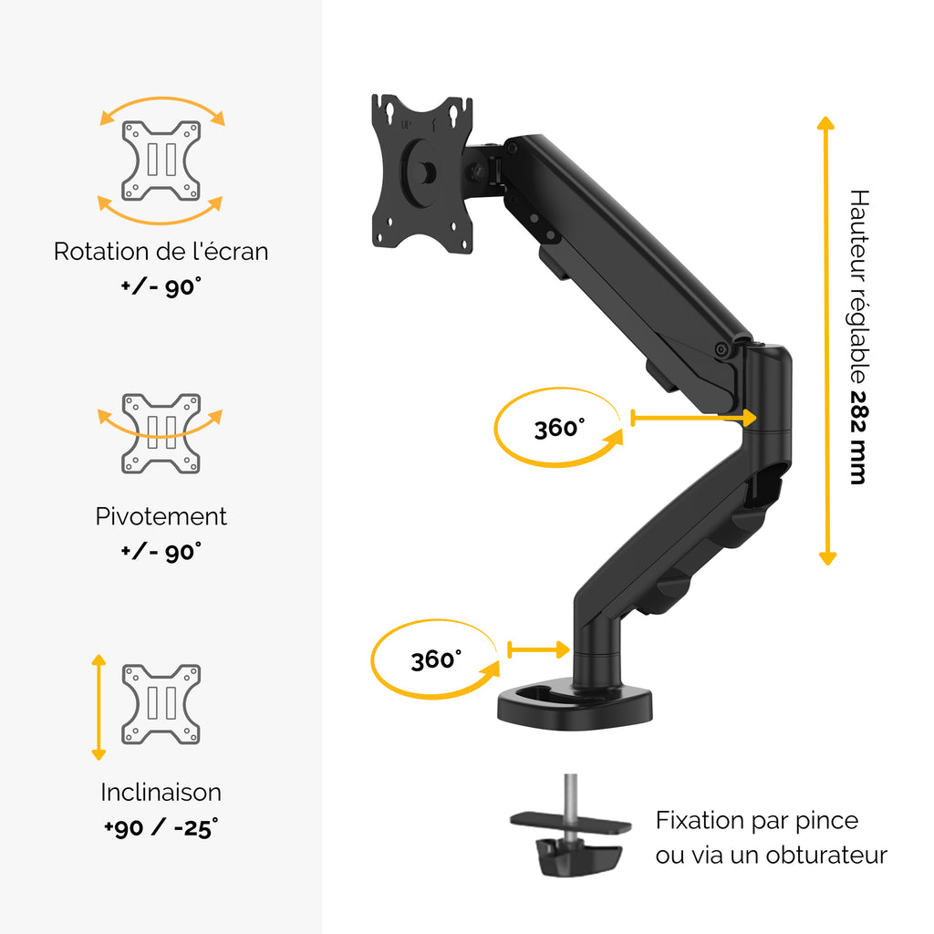 Fellowes Eppa 9683101 support d'écran plat pour bureau 101,6 cm (40") Noir - vue 3