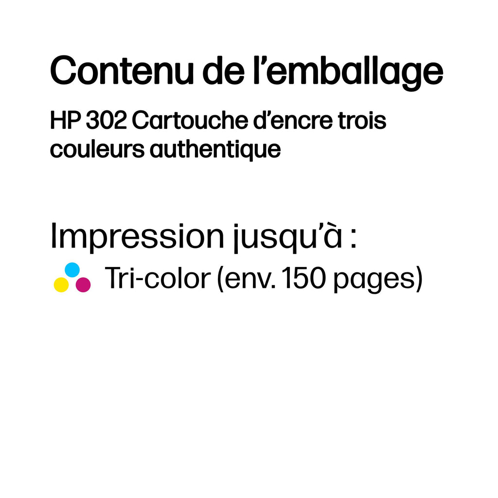 HP 302 Cartouche d’encre trois couleurs authentique