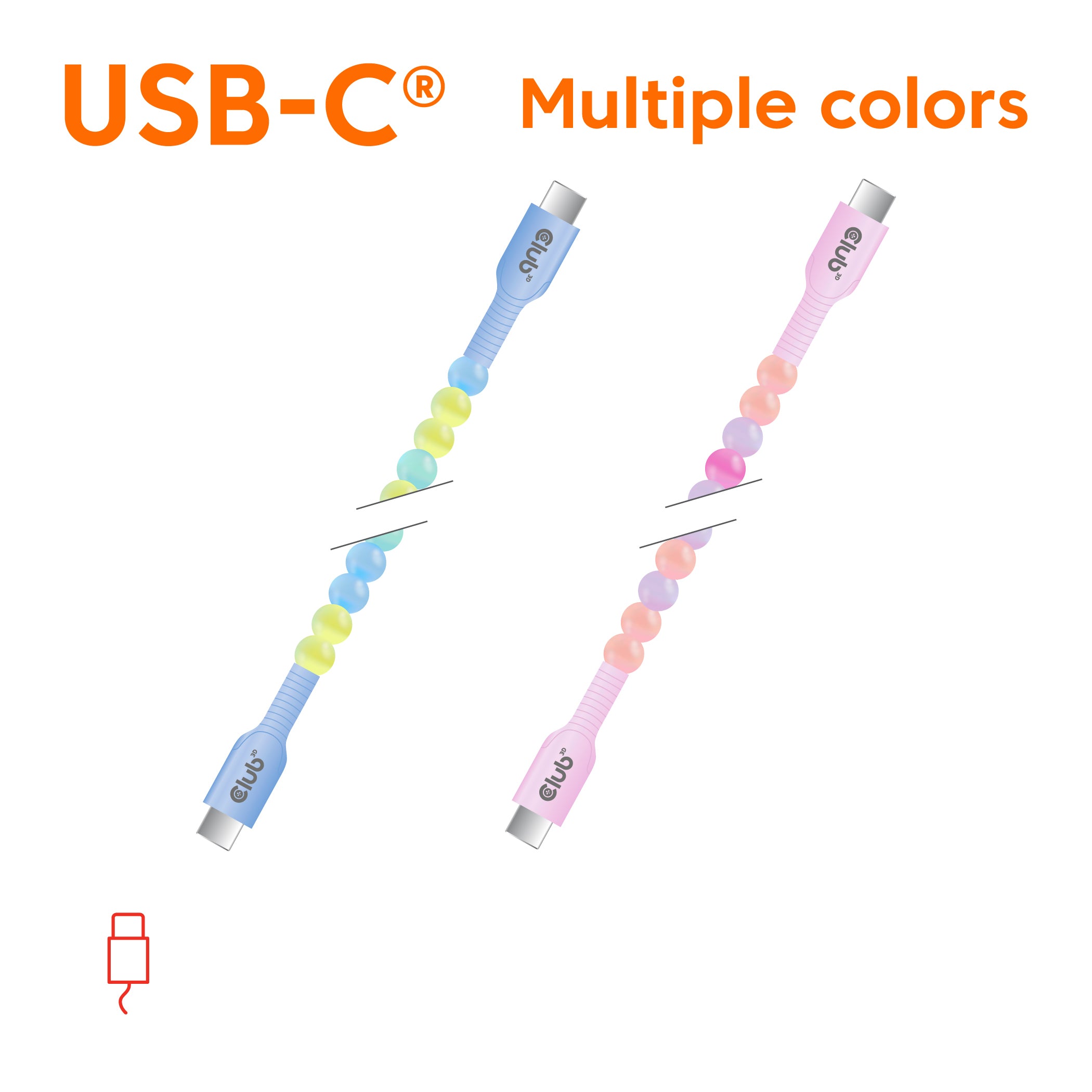 CLUB3D CAC-3011 câble USB 2 m USB C 0,48 Gbit/s 60 W Bleu, Vert