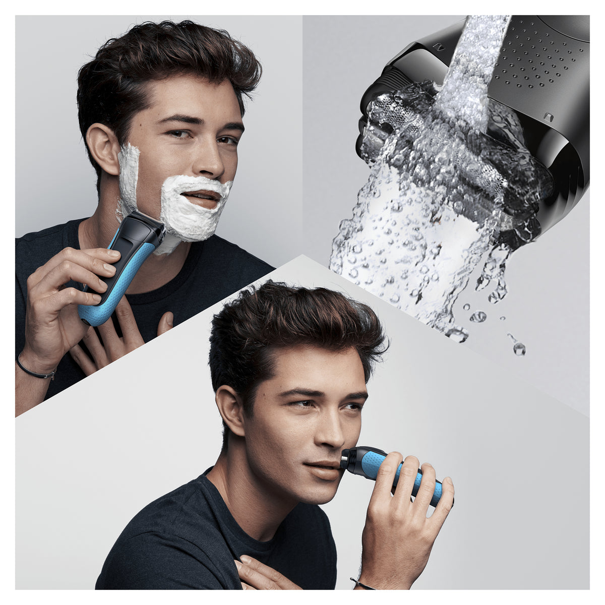 Braun Series 3 Shave&Style 3010BT Rasoir à grille Tondeuse Noir, Bleu - vue 3