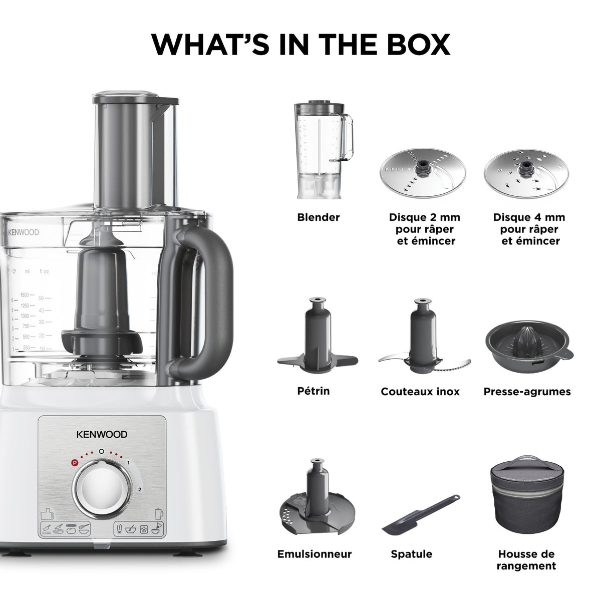 Kenwood Robot culinaire multifonction - 3L 1000W - FDP65450WH