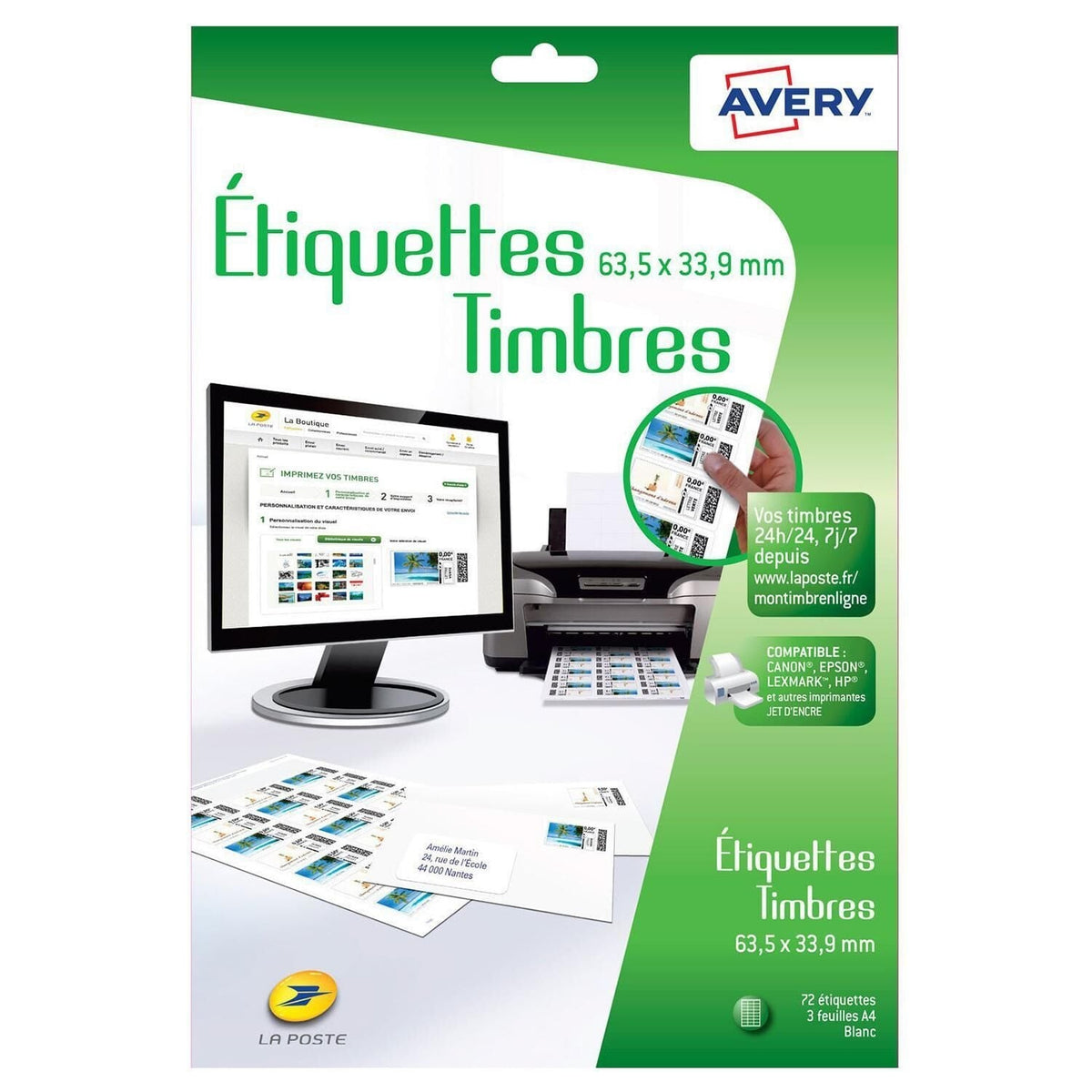 Avery Etiquettes pour timbres à imprimer