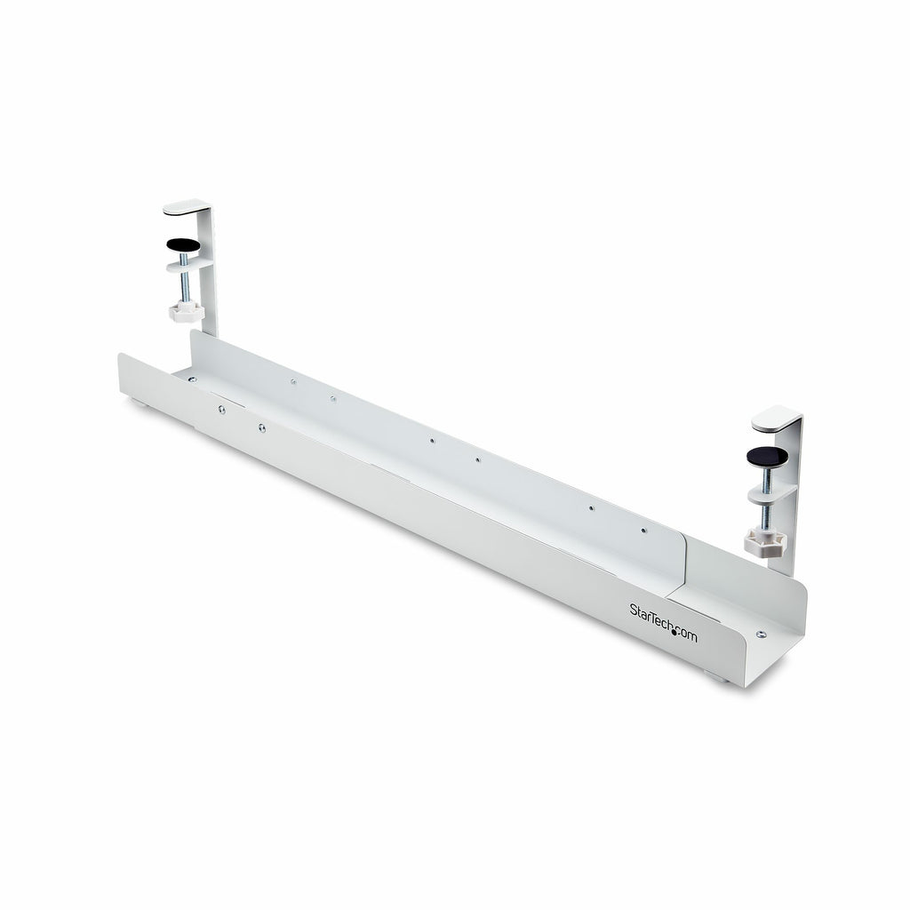 StarTech.com Goulotte Passe-Câble de Bureau Ajustable, Support Multiprise sans Perçage, Blanc