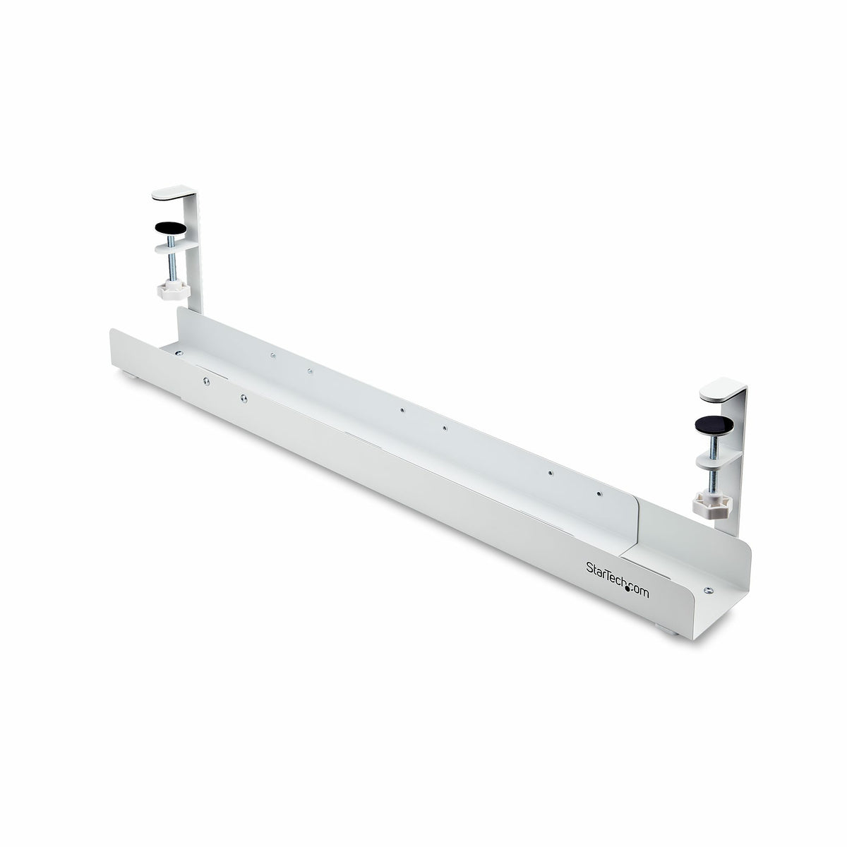StarTech.com Goulotte Passe-Câble de Bureau Ajustable, Support Multiprise sans Perçage, Blanc