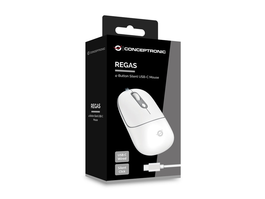 Conceptronic REGAS02W souris Universel Ambidextre USB Type-C Optique 2400 DPI