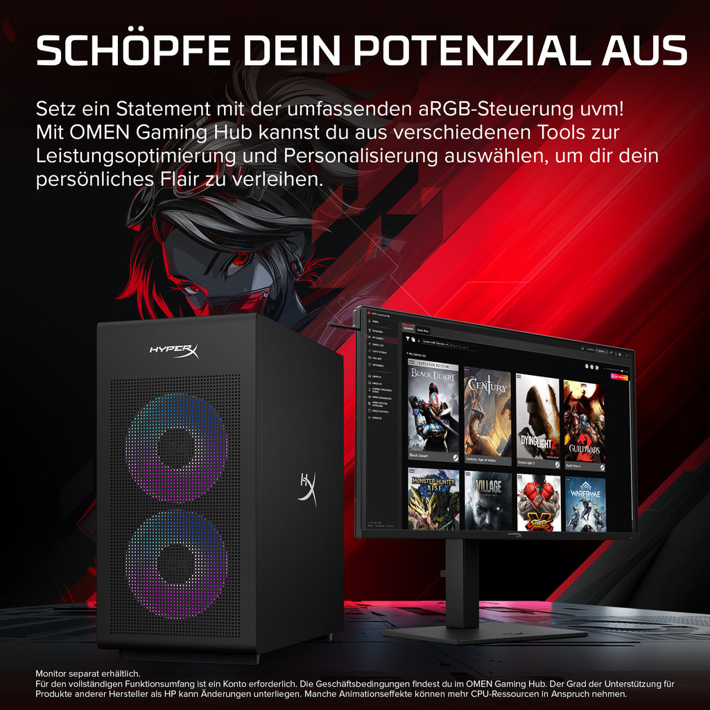 HyperX OMEN Desktop Gaming PC GT18-0170ng Intel Core Ultra 7 270K Plus, 32GB RAM, 1TB SSD, GeForce RTX 5060Ti 16GB, DOS