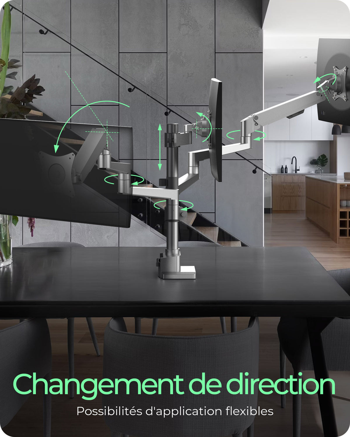 Support Bureau IB-MS525-T pour Écran jusqu'à 30 pouces, Gris et Argent