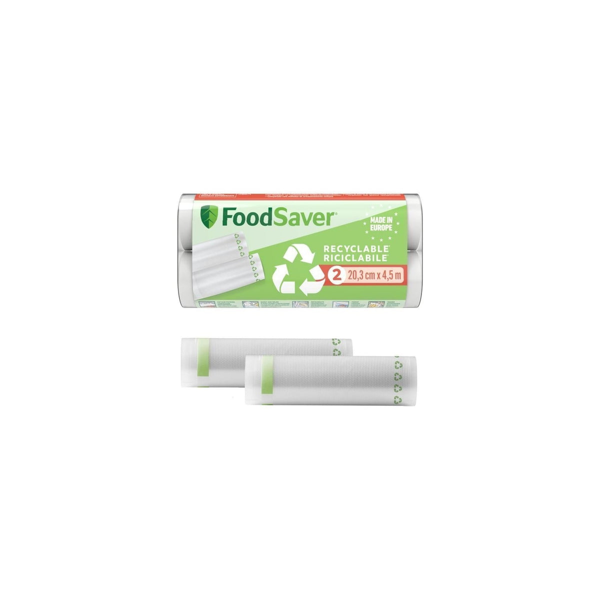 Food Saver Sac sous vide 2 rouleaux 20cm x 4.5m - FSRE2002X01