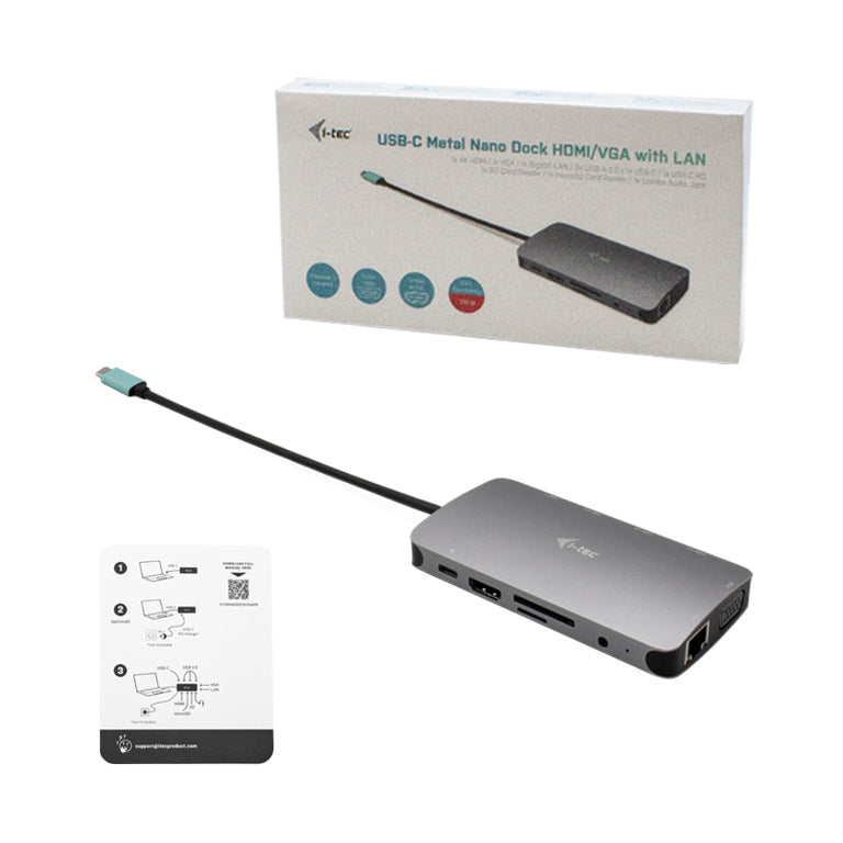 i-tec Metal USB-C Nano Dock HDMI/VGA with LAN + Charger 100W - vue 5