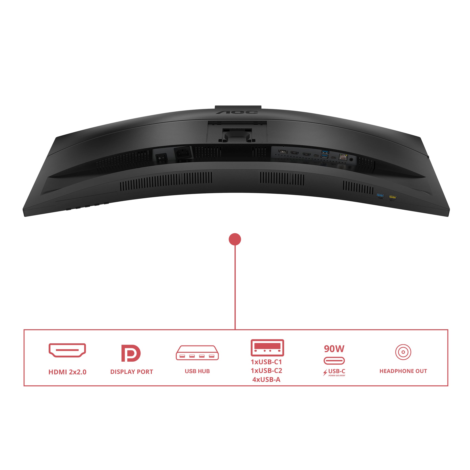 AOC CU34E4CW/75 écran plat de PC 86,4 cm (34") 3440 x 1440 pixels Noir