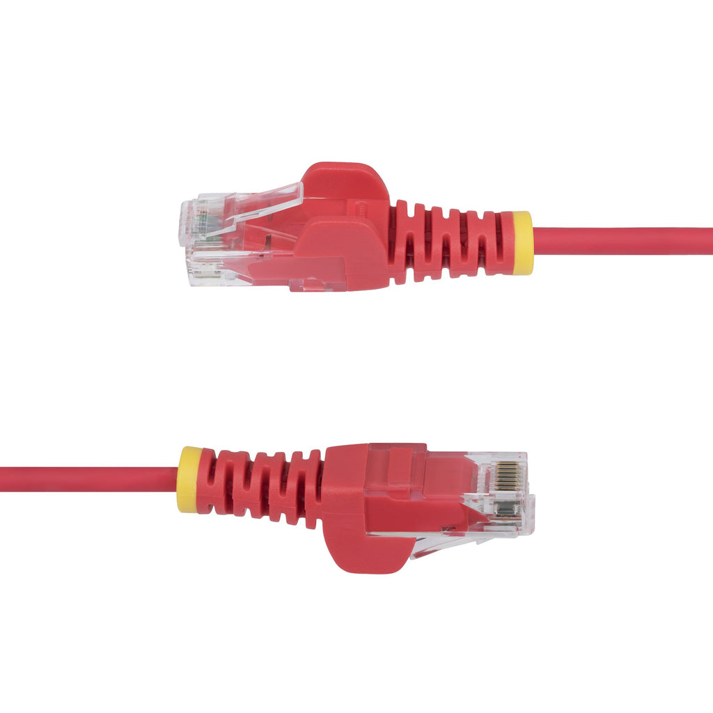 StarTech.com Câble Ethernet CAT6 Rouge Fin de 1,5m, Sans Accroc, 100W PoE, UTP, LSZH, Fil de Cuivre Pur 28AWG, Cordon Patch Réseau RJ45 avec Serre-Câble, Contrôlé Fluke
