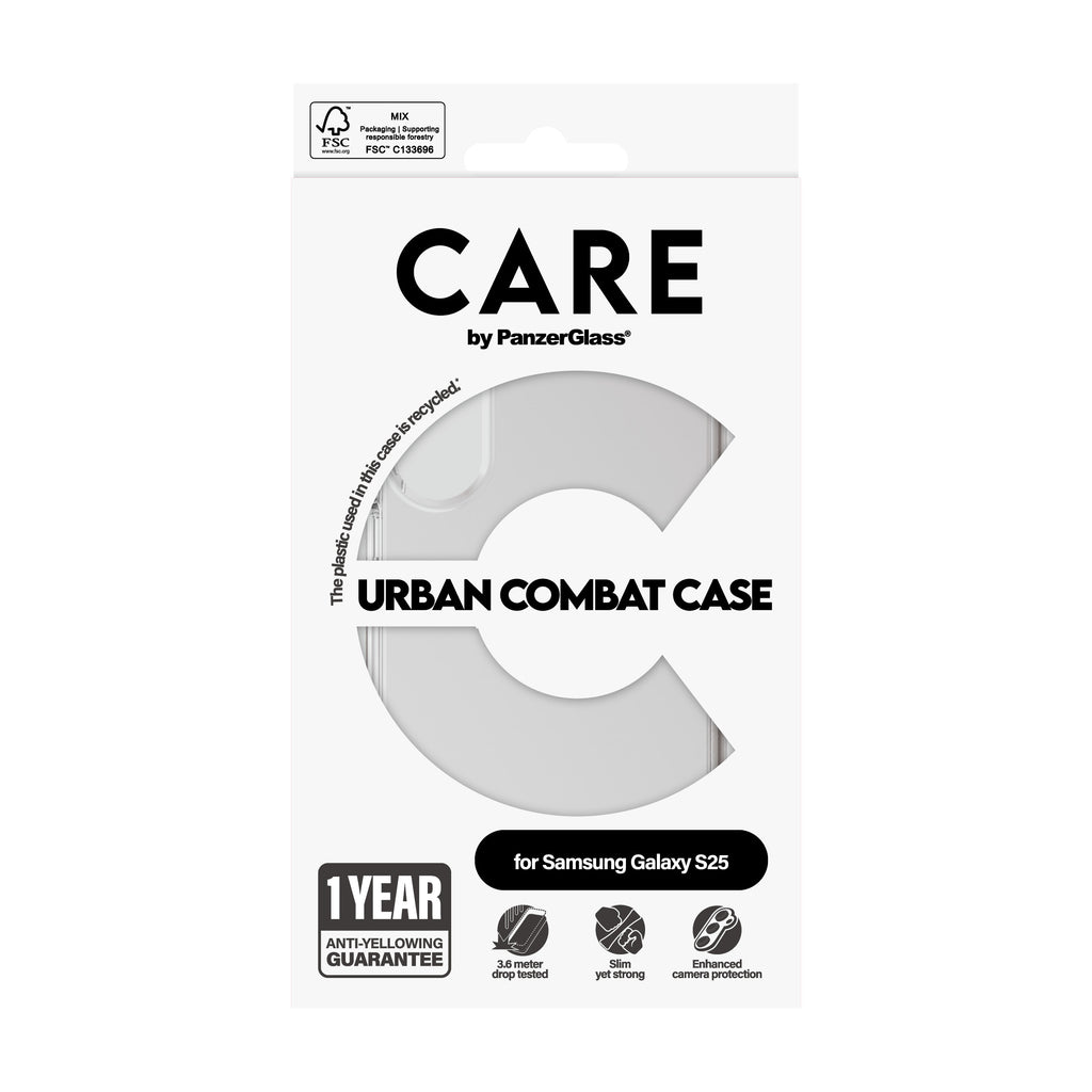 PanzerGlass PanzerGlass CARE™ by ® Urban Combat Case Transparent Samsung Galaxy S25 coque de protection pour téléphones portables Housse