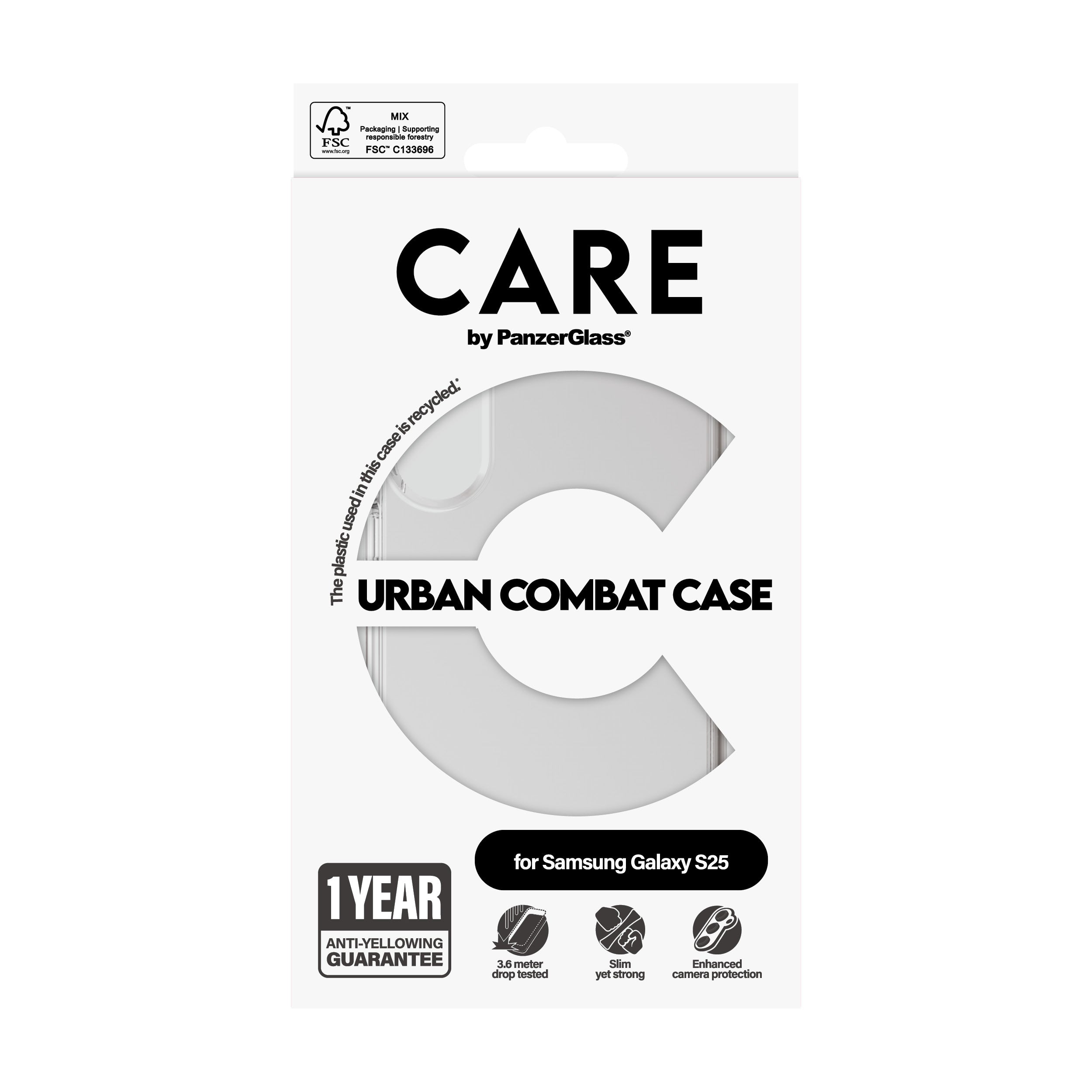 PanzerGlass PanzerGlass CARE™ by ® Urban Combat Case Transparent Samsung Galaxy S25 coque de protection pour téléphones portables Housse