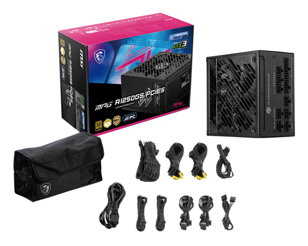MSI MPG A1250GS PCIE5 unité d'alimentation d'énergie 1250 W 20+4 pin ATX ATX Noir