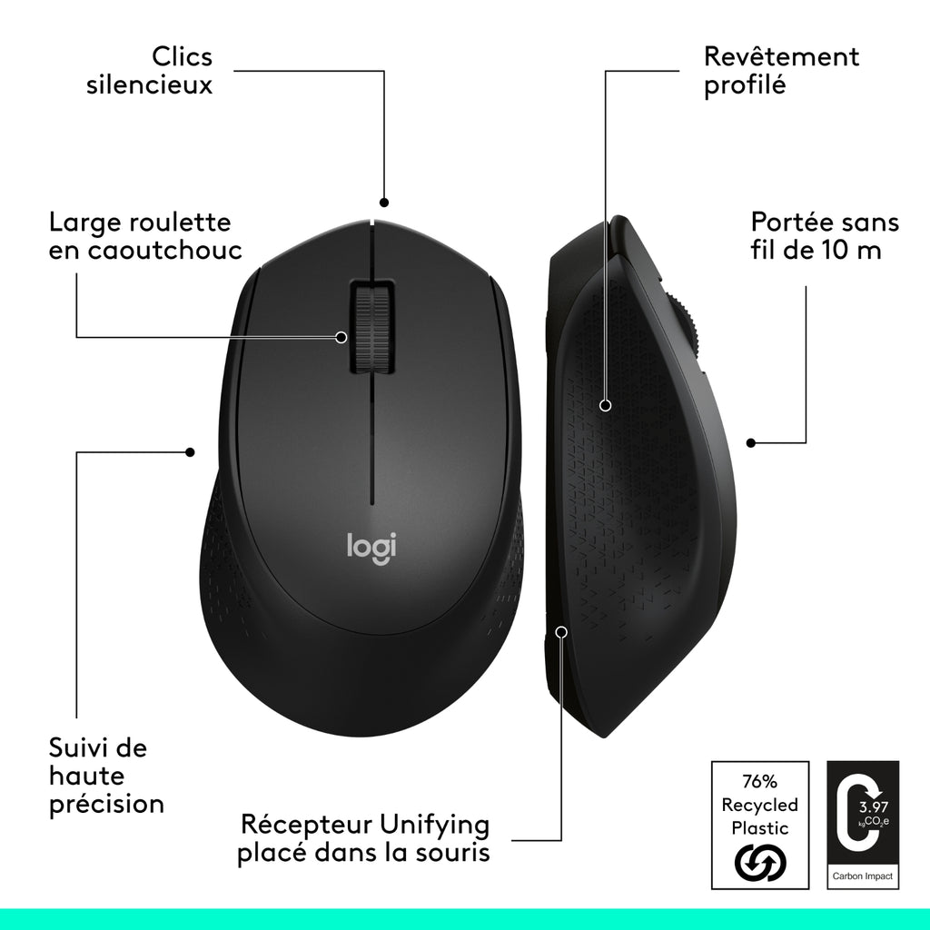 Logitech Souris sans fil M330 silent plus noire