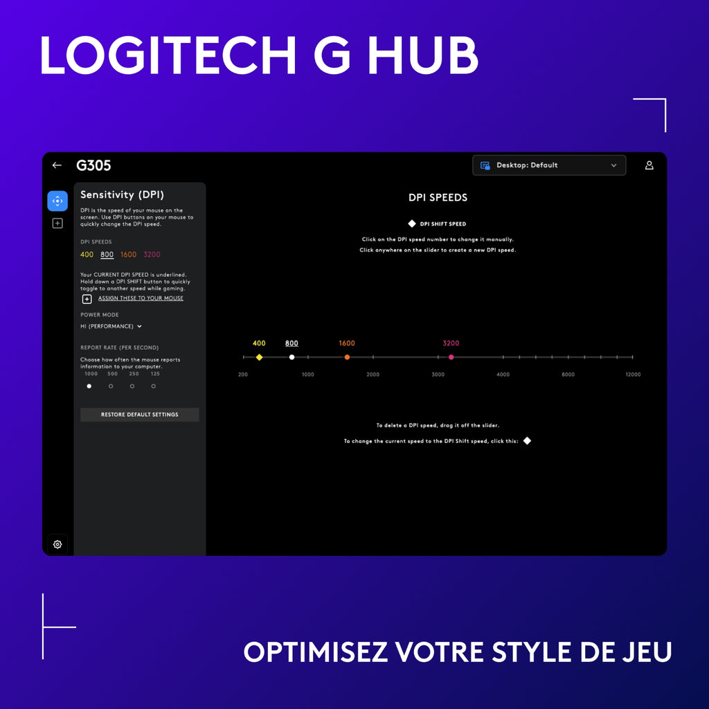 Logitech Souris gaming G305 Lightspeed - Noir