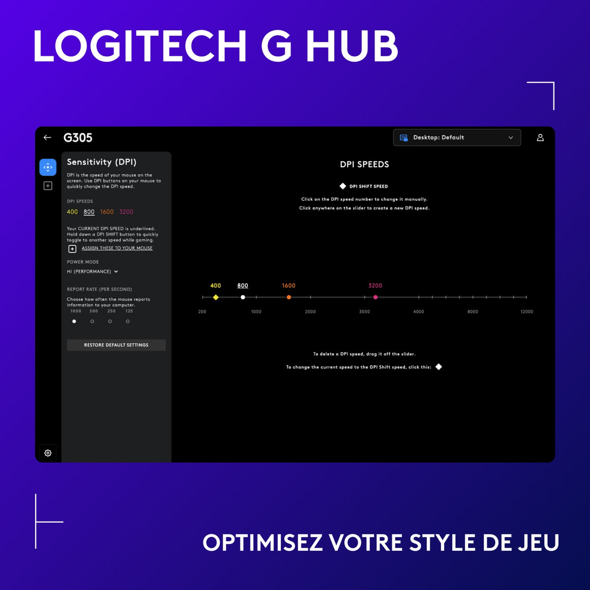 Logitech Souris gaming G305 Lightspeed - Noir