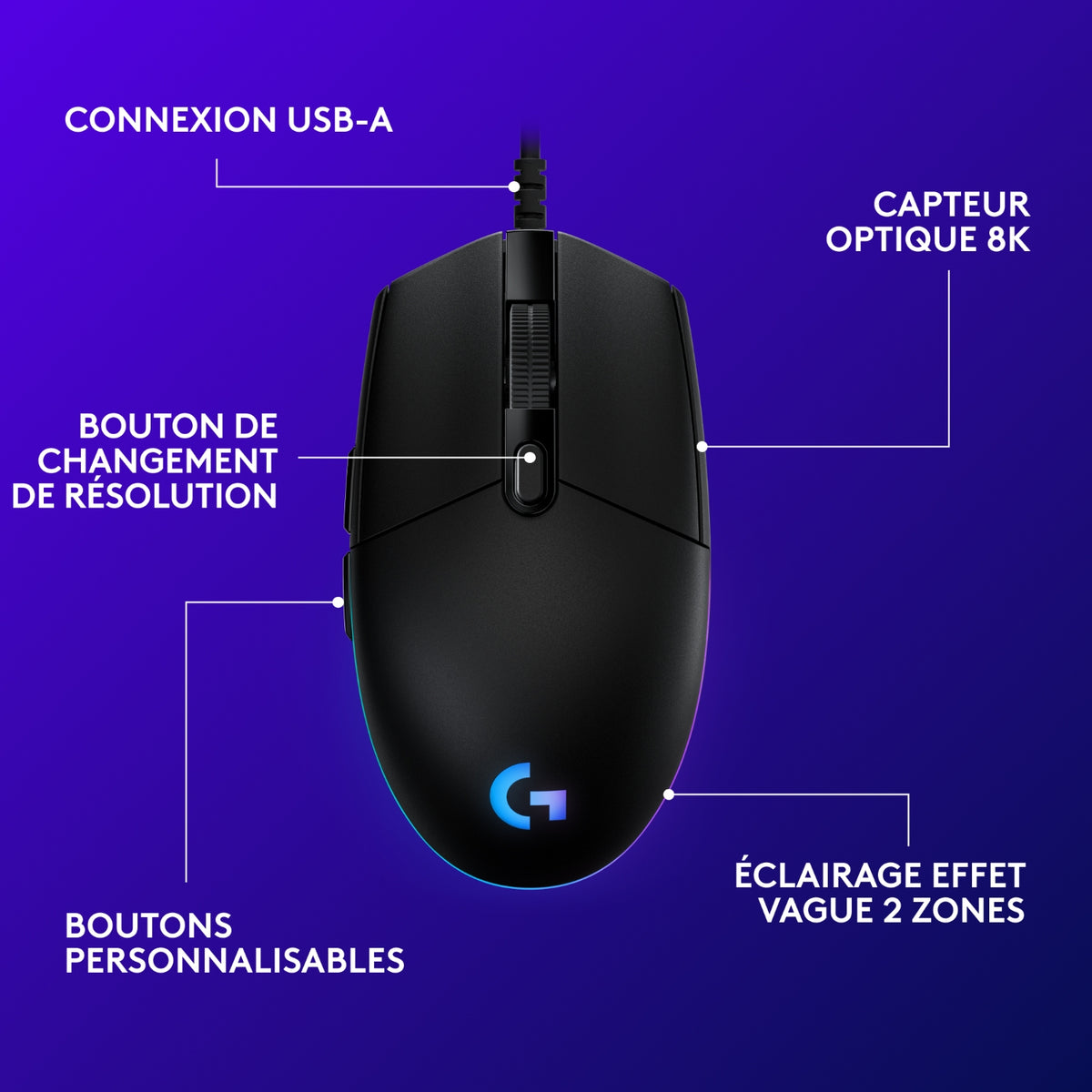 Logitech Souris G203 LIGHTSYNC noire
