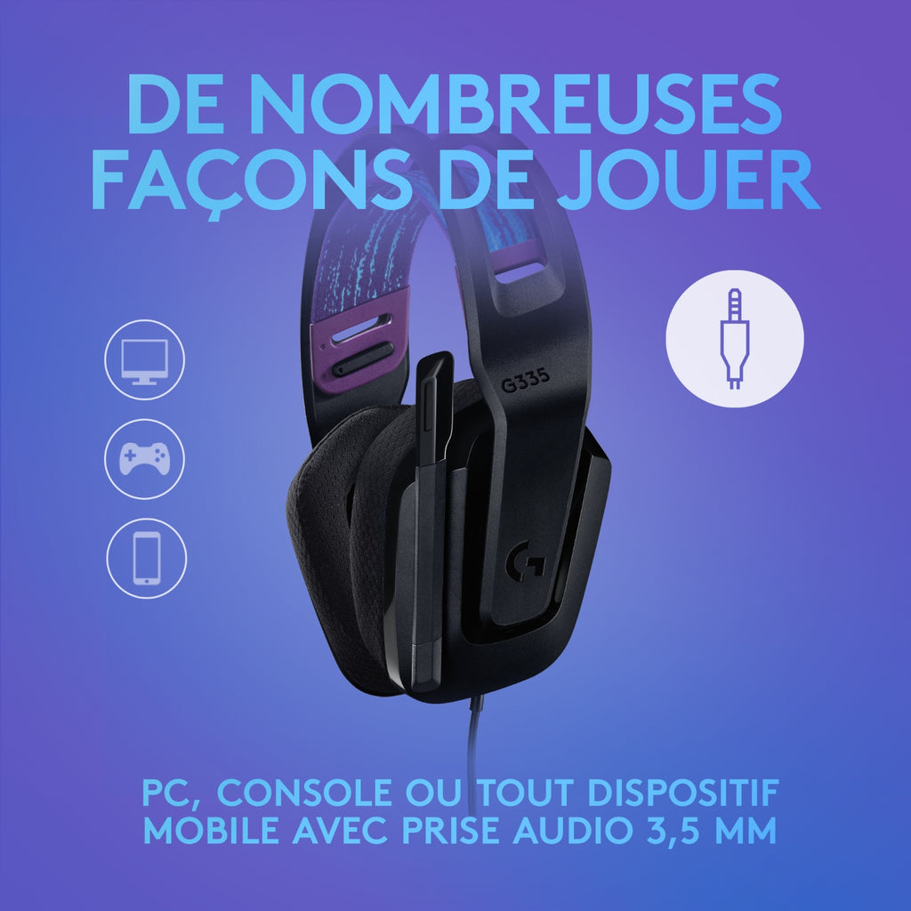 Logitech Casque gaming filaire G335 - Noir