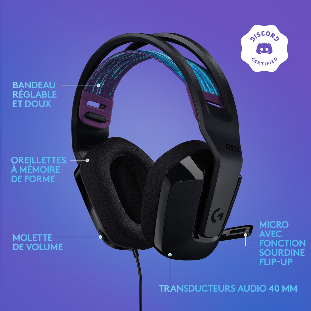 Logitech Casque gaming filaire G335 - Noir