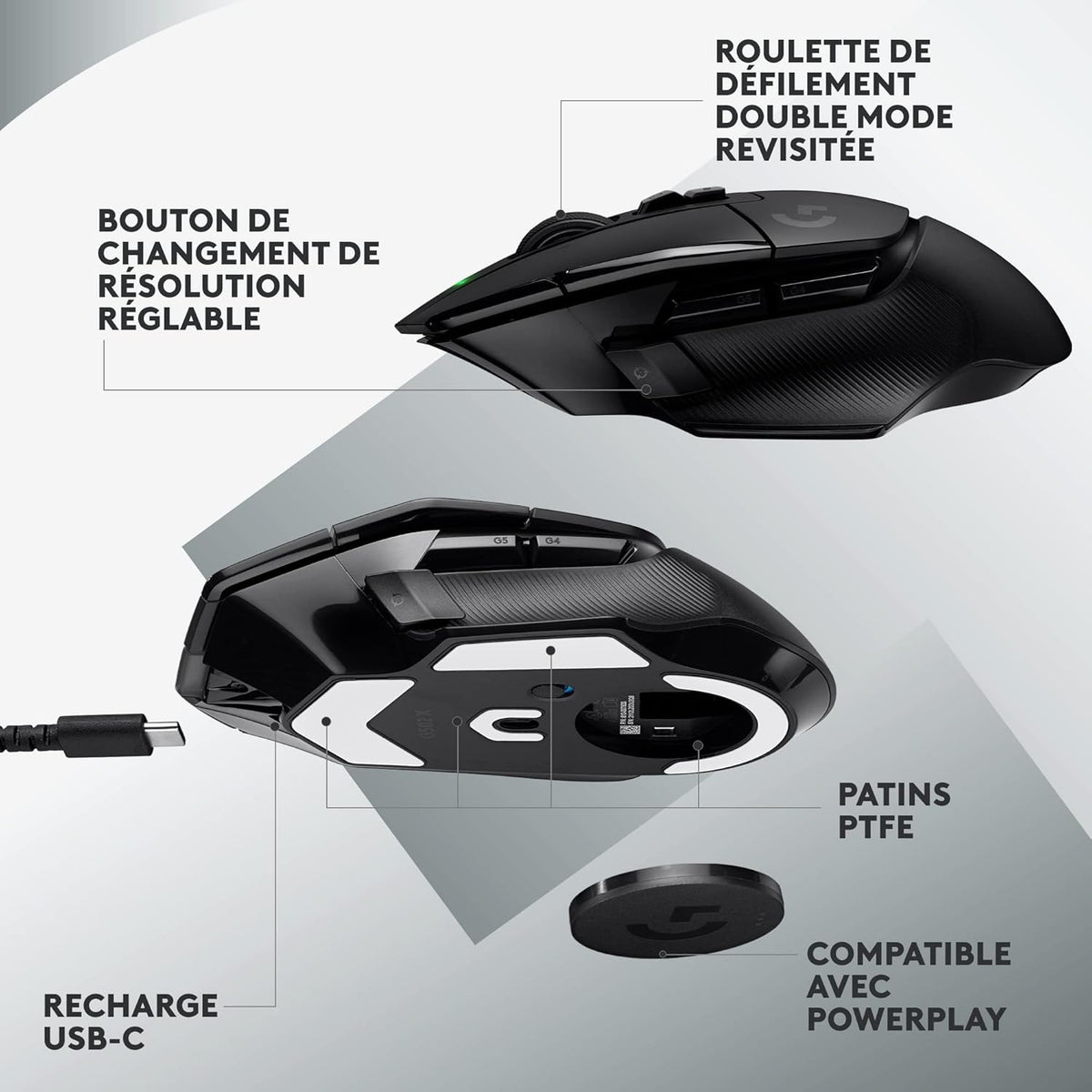 Logitech Souris gaming Sans Fil G502 X Plus Lightspeed