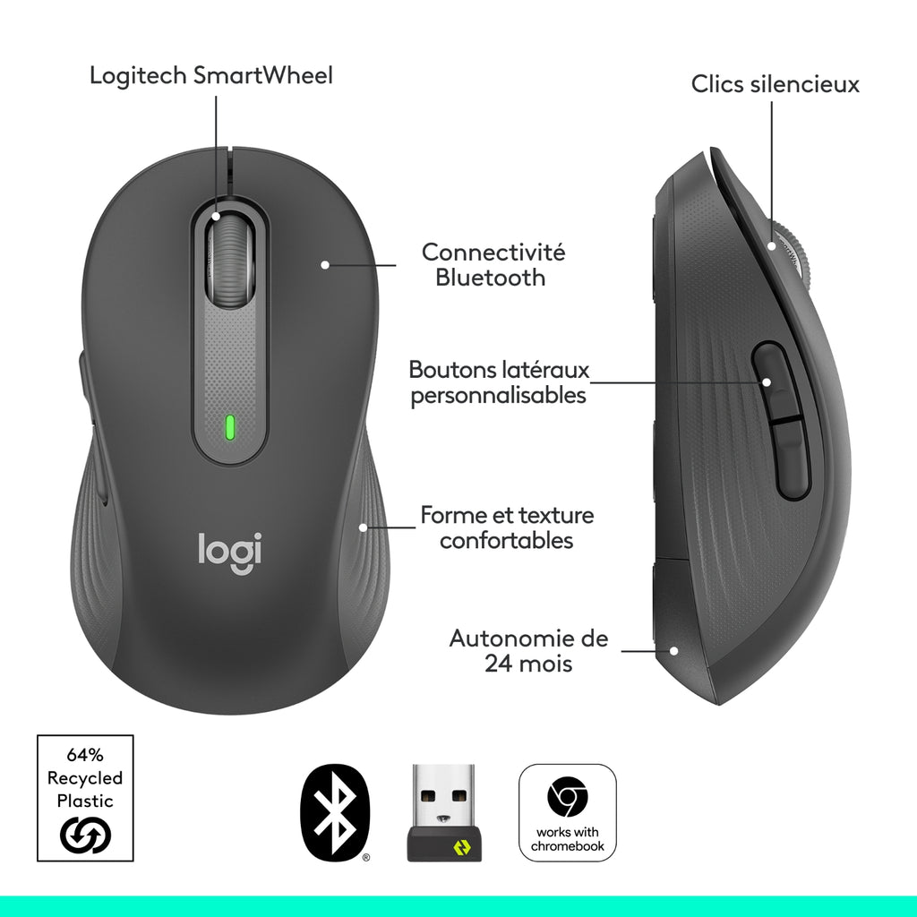 Logitech Souris sans fil - M650 - Graphite