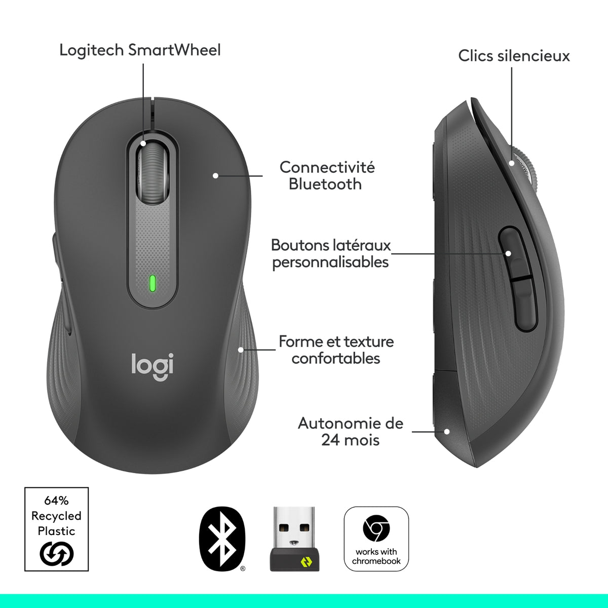 Logitech Souris sans fil - M650 - Graphite