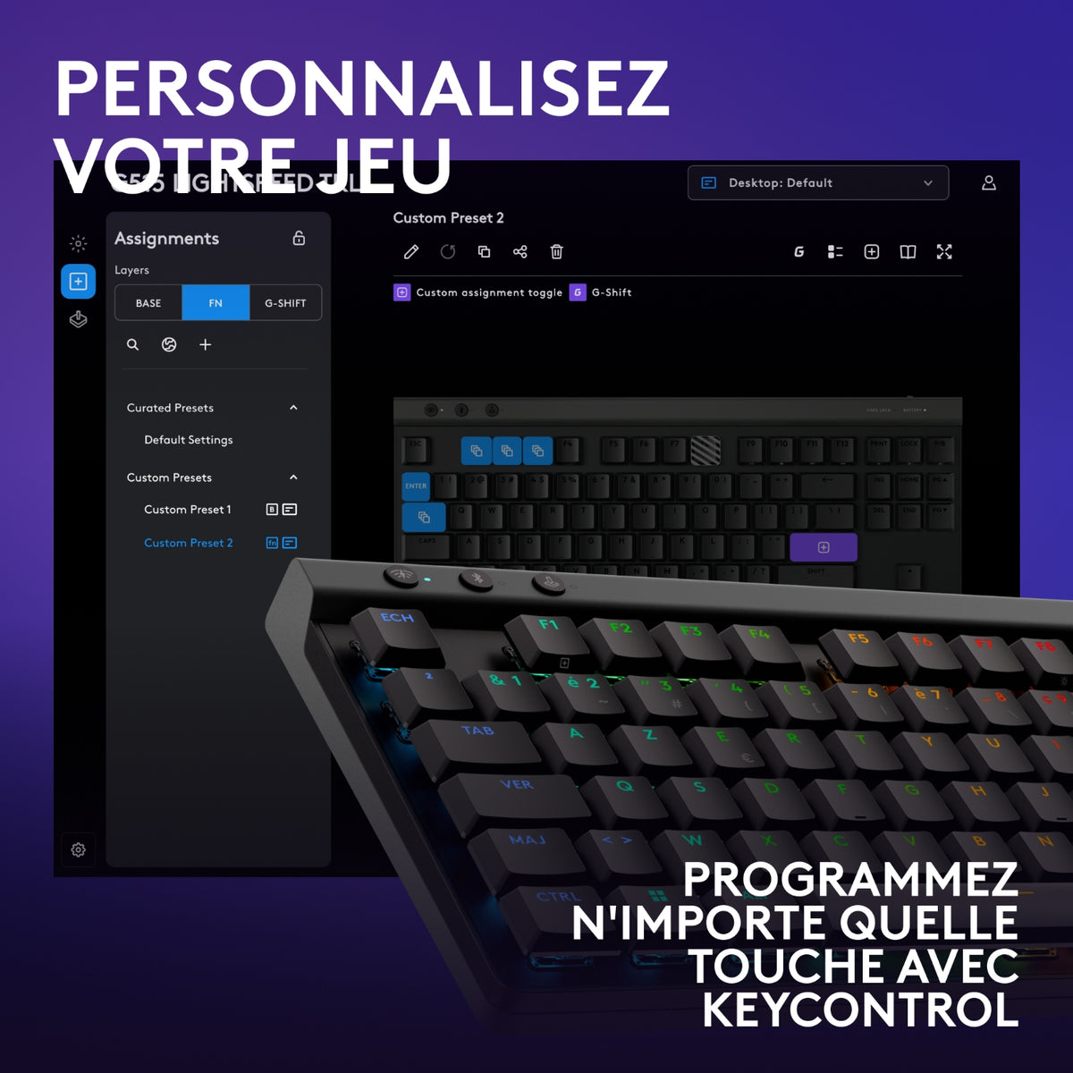 Logitech Clavier gaming sans fil G515