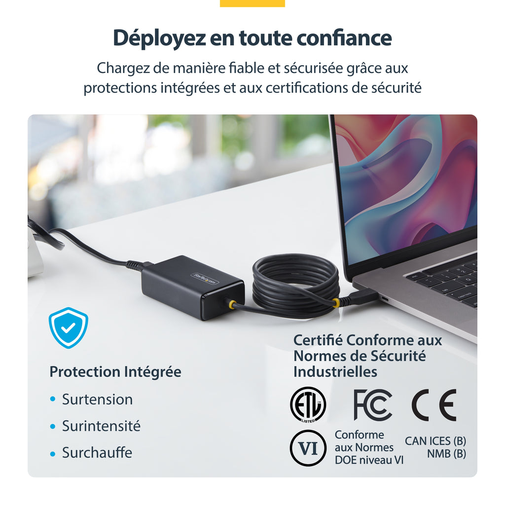 StarTech.com 165LE-USB-C-CHARGER Adaptateur de Puissance et Chargeur USB-C 65W Noir