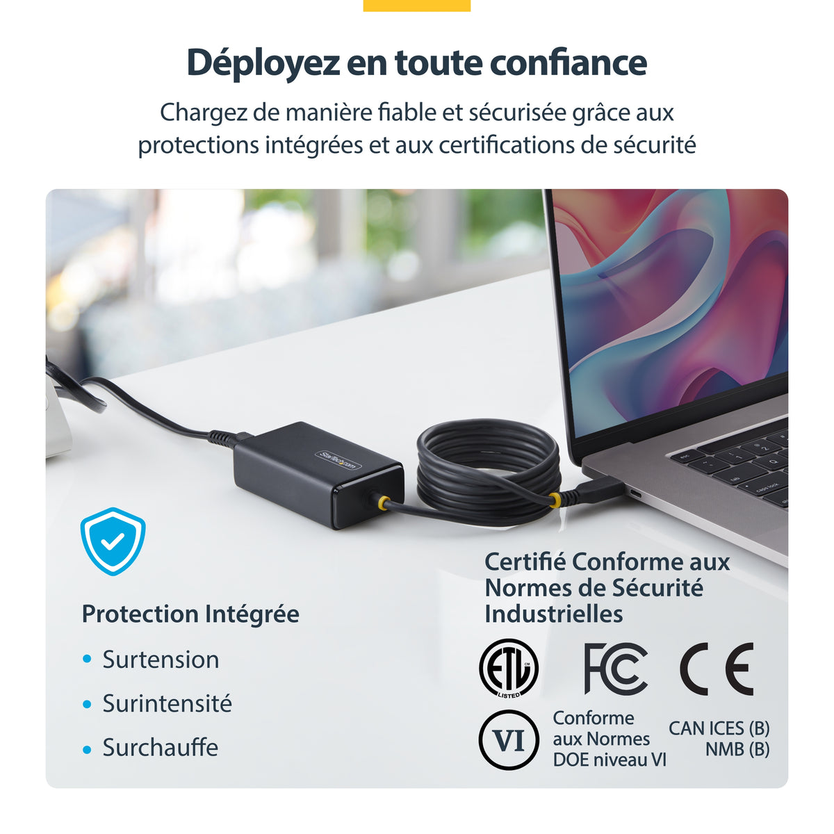 StarTech.com 165LE-USB-C-CHARGER Adaptateur de Puissance et Chargeur USB-C 65W Noir