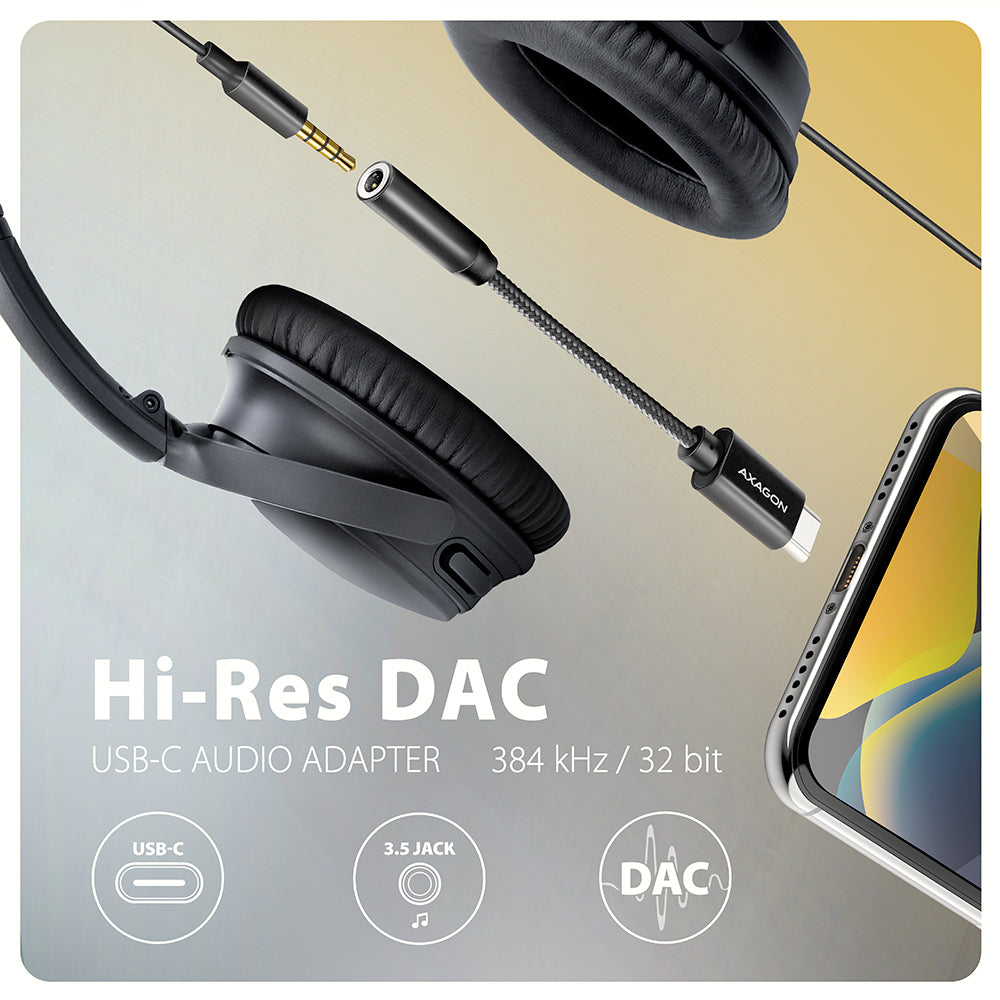 Axagon ADA-HC câble audio 0,1 m 3,5mm USB Type-C Noir