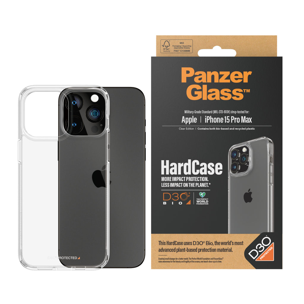 PanzerGlass HardCase Transparent avec D3O pour iPhone 15 Pro Max, Coque de Protection