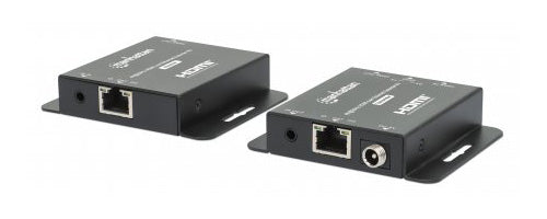 Manhattan Kit d’extension HDMI 4K sur Ethernet, étend 4K@30 Hz jusqu’à 40 m ou 1080p@60 Hz jusqu’à 70 m via câble Cat6, émetteur et récepteur, alimentation par câble (PoC), noir, garantie de 3 ans