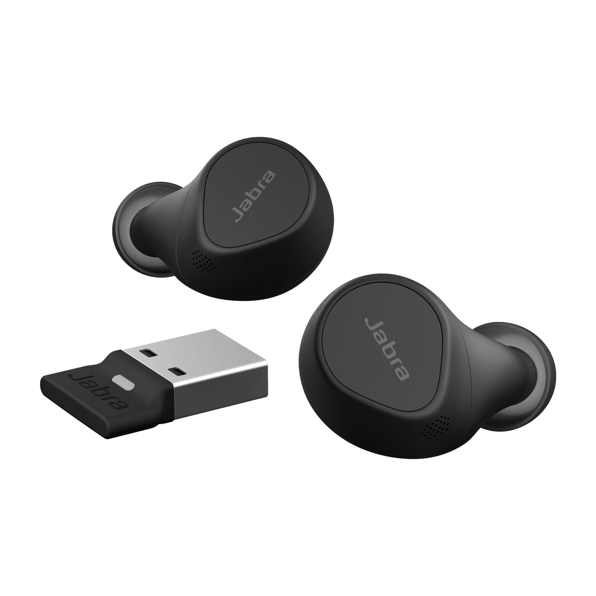 Jabra Evolve2 Buds Écouteurs Sans Fil Bluetooth pour Bureau et Centre d'Appels, USB-C / USB-A, Noir