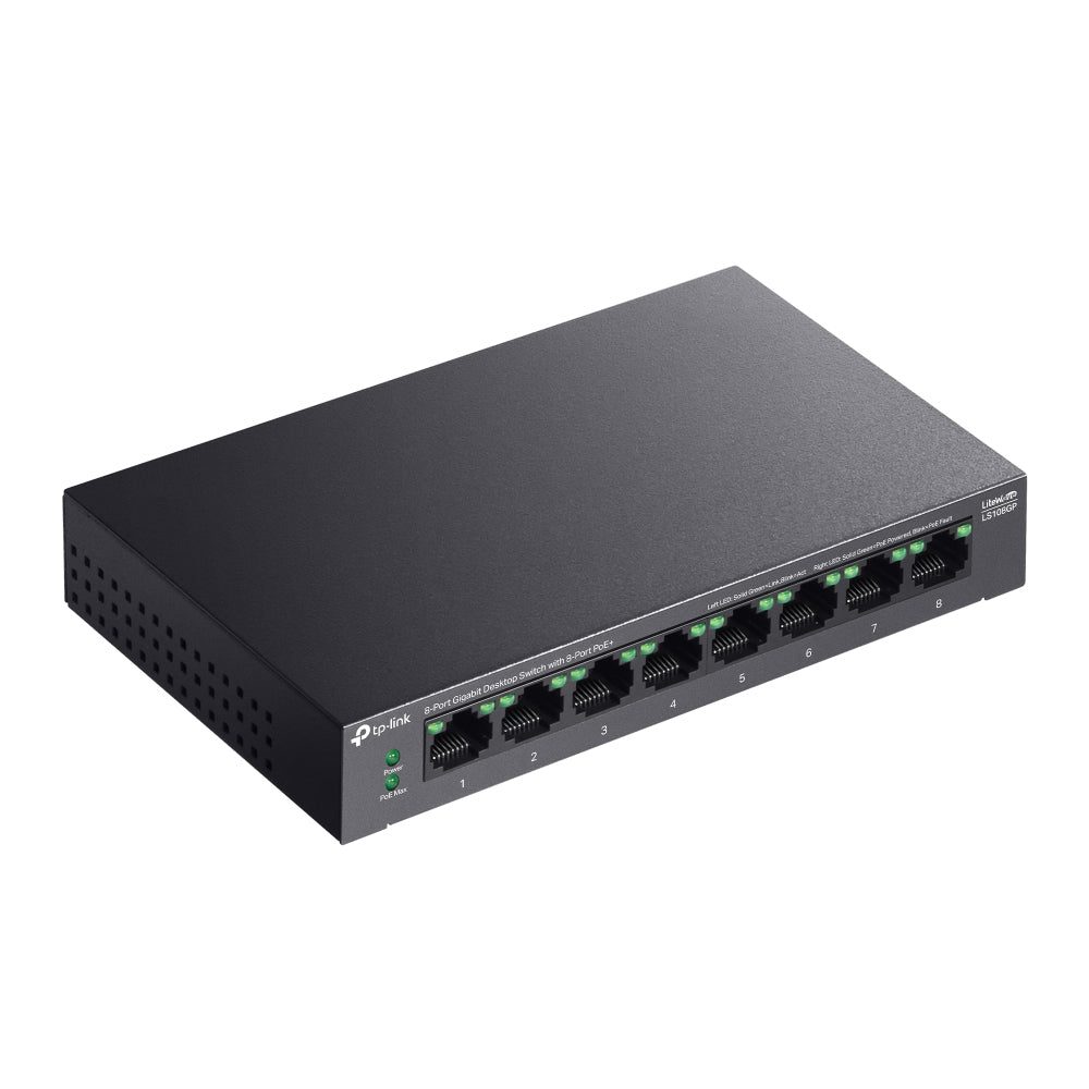 TP-Link LiteWave LS108GP Commutateur Réseau Non-géré Gigabit Ethernet PoE, 8 Ports, Noir