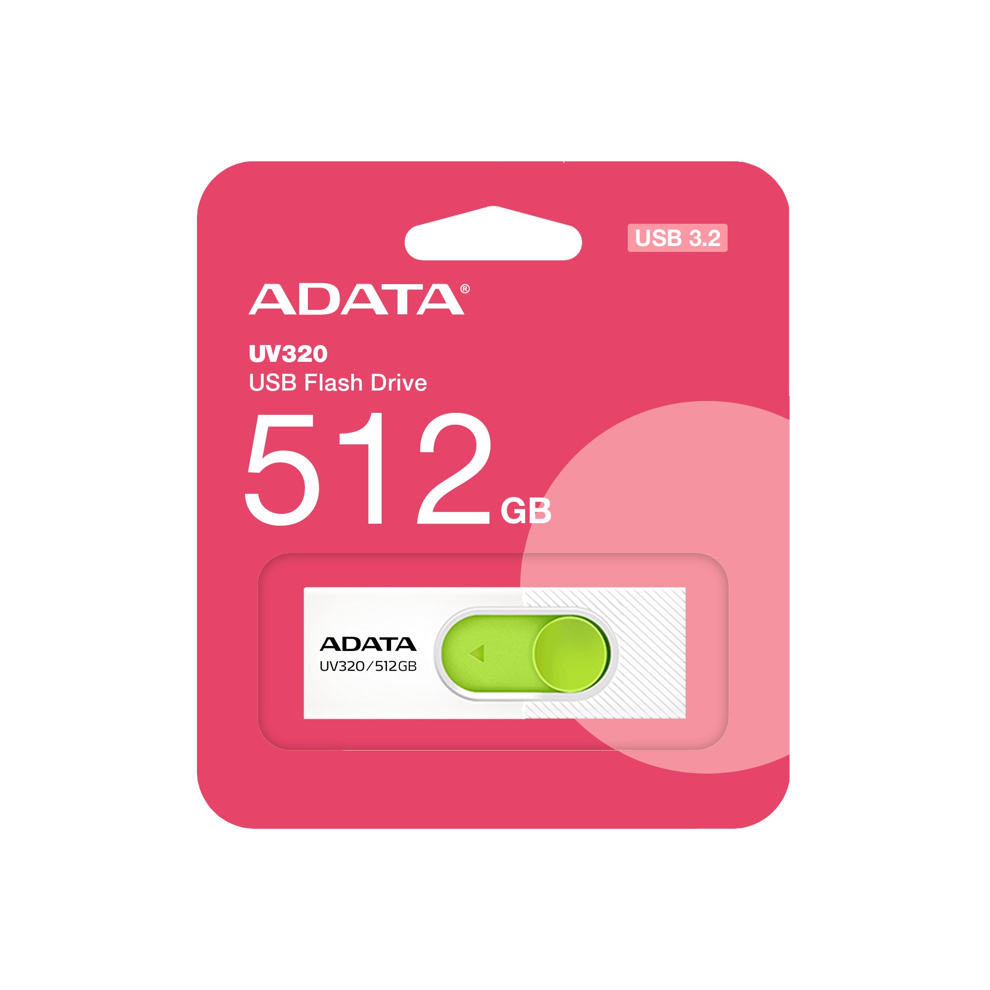 ADATA UV320 lecteur USB flash 512 Go USB Type-A 3.2 Gen 1 (3.1 Gen 1) Vert, Blanc