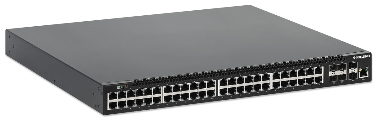 Intellinet Commutateur Réseau PoE+ L3 Administrable 54 ports, 48 ports Gigabit, 6 SFP+ 10G, Budget 850W, Rack 19"