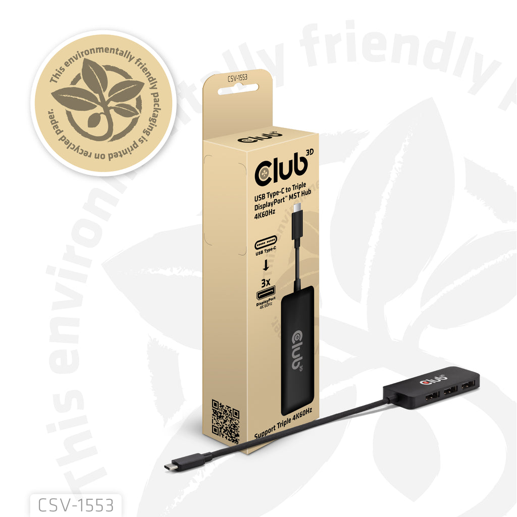 CLUB3D Hub MST USB-C vers Triple DisplayPort 4K60Hz