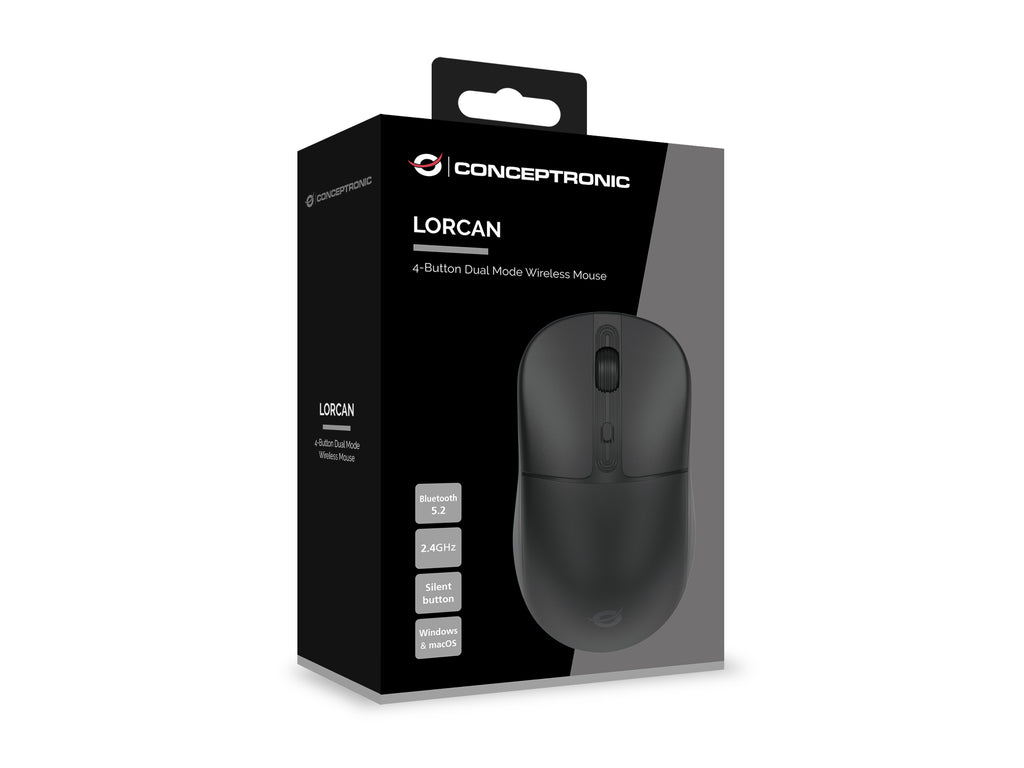 Conceptronic LORCAN04B souris Bureau Ambidextre RF sans fil + Bluetooth Optique 1600 DPI