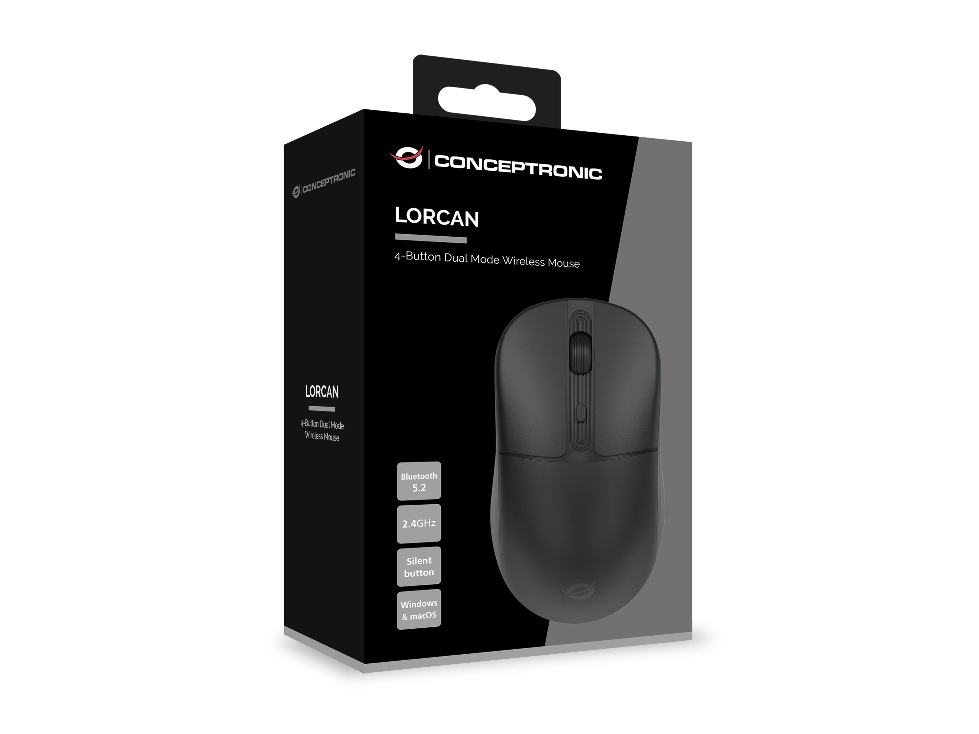 Conceptronic LORCAN04B souris Bureau Ambidextre RF sans fil + Bluetooth Optique 1600 DPI