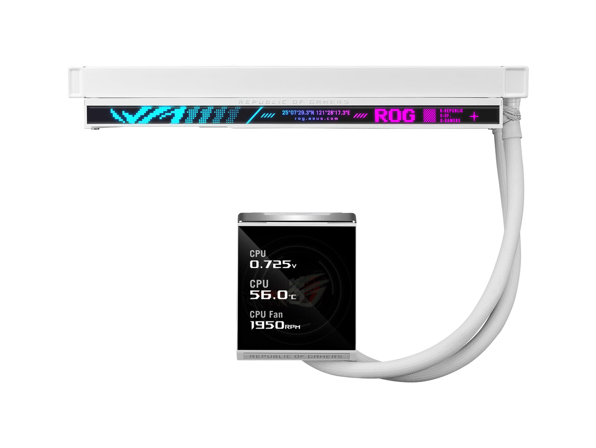 ASUS ROG Strix LC IV 360 ARGB LCD White Edition, Kit de Refroidissement Liquide, Ventilateurs 12 cm, Blanc
