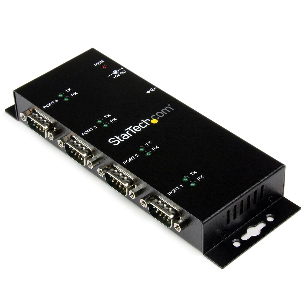 StarTech.com Hub Adaptateur USB vers Série DB9 RS232 4 Ports, Montage Rail DIN et Mural