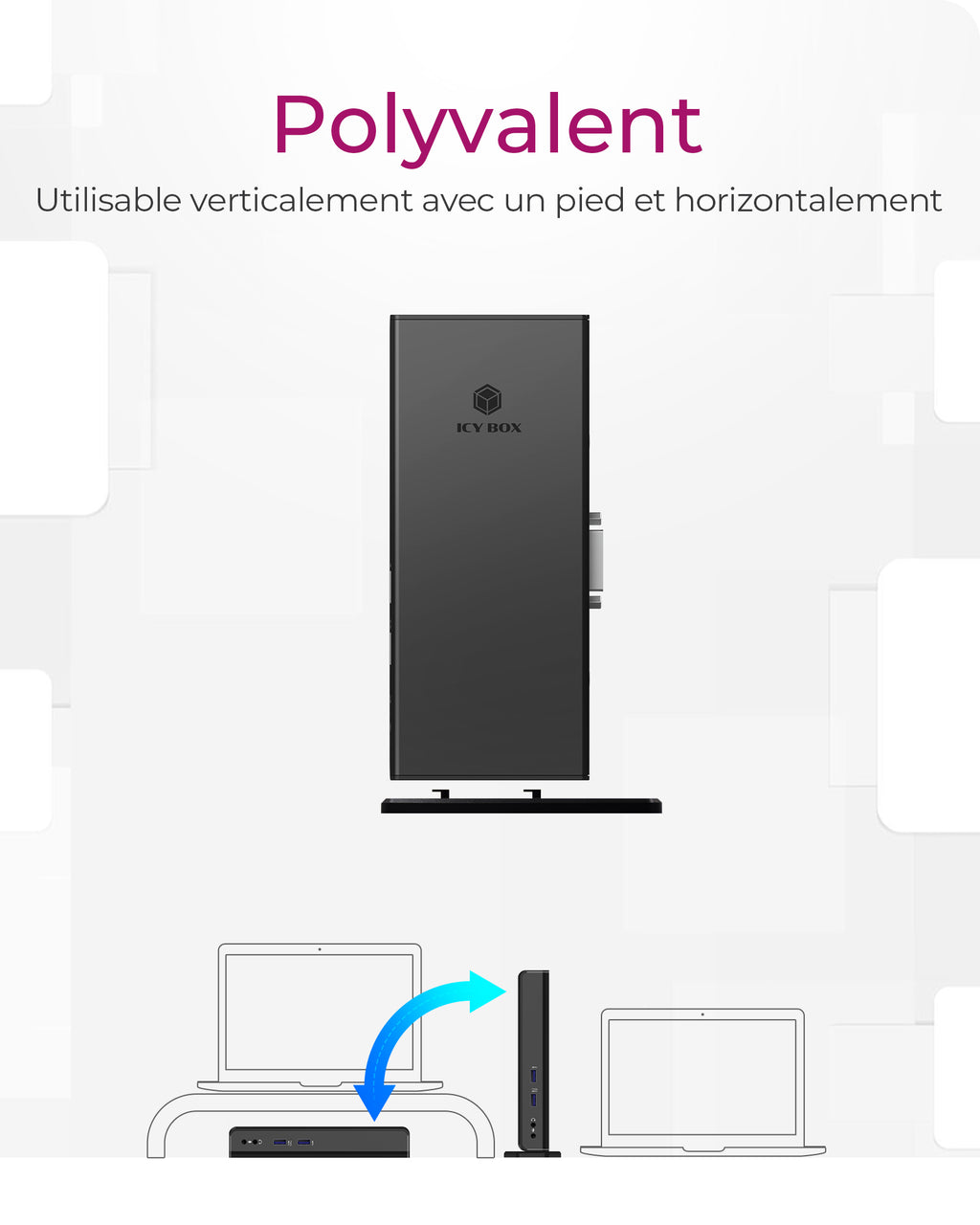 ICY BOX IB-DK2241AC Avec fil USB 3.2 Gen 1 (3.1 Gen 1) Type-A Noir