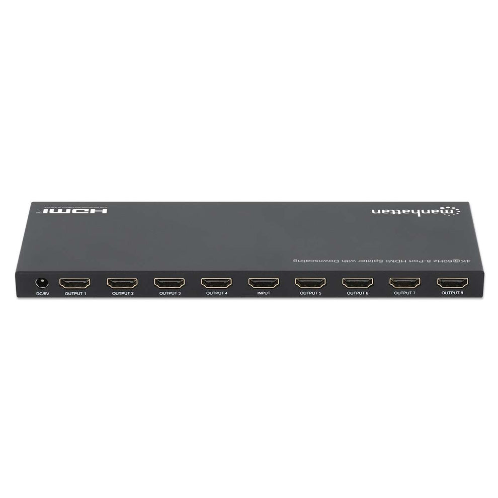 Manhattan Splitter HDMI 8 ports 4K@60 Hz avec downscaling, 1 entrée vers 8 sorties (1×8), 18 Gbps, sélecteur EDID pour d