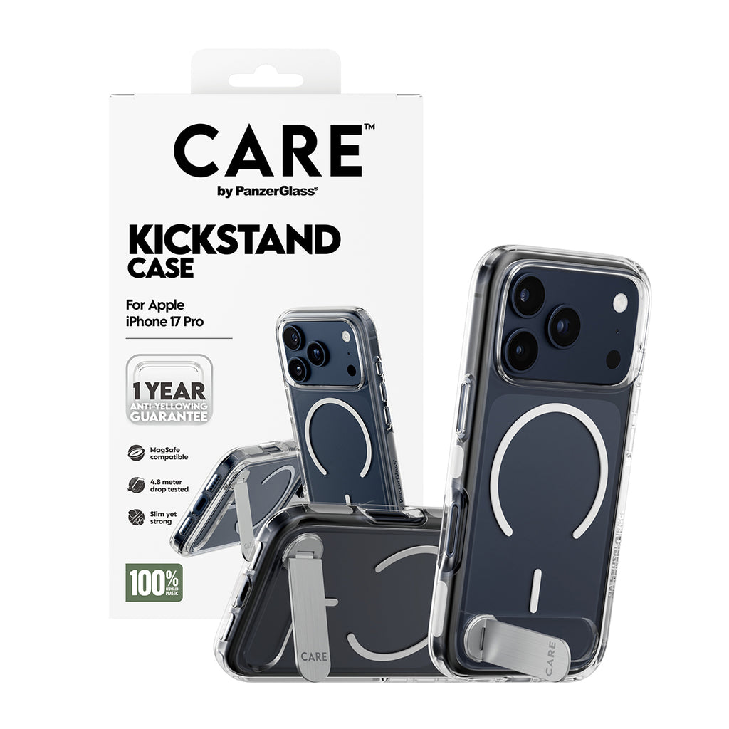 PanzerGlass CARE™ by ® Kickstand Case Transparent w. MagSafe iPhone 17 Pro coque de protection pour téléphones portables Housse