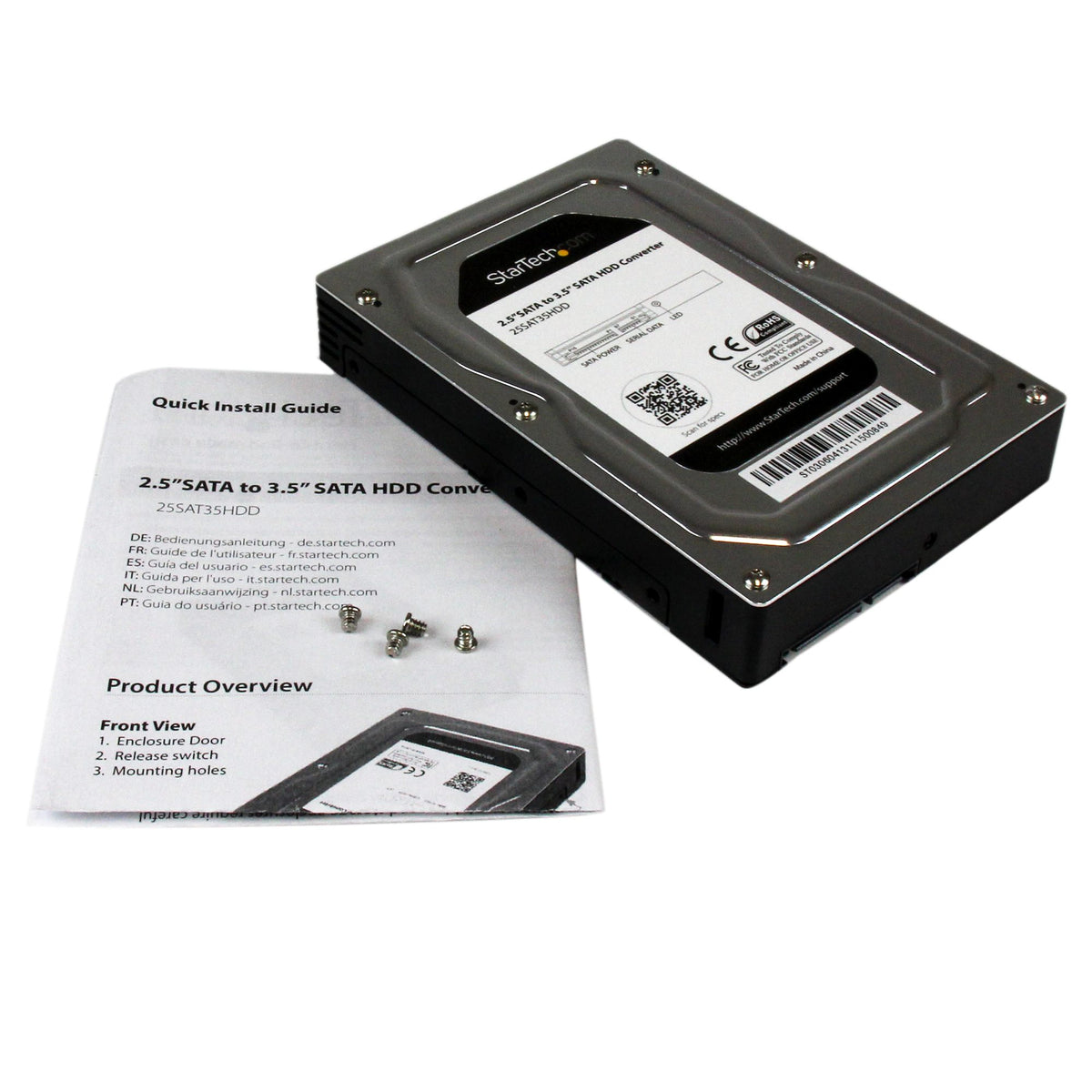 StarTech.com Boîtier Adaptateur en Aluminium pour DD/SSD SATA 2,5" vers 3,5", jusqu'à 12,5 mm